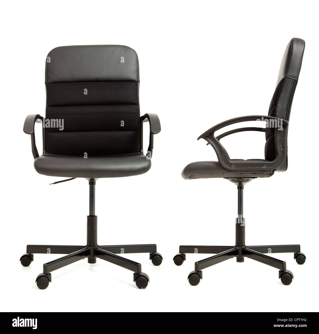 office chair on the white background front and side view Stock Photo - Alamy
