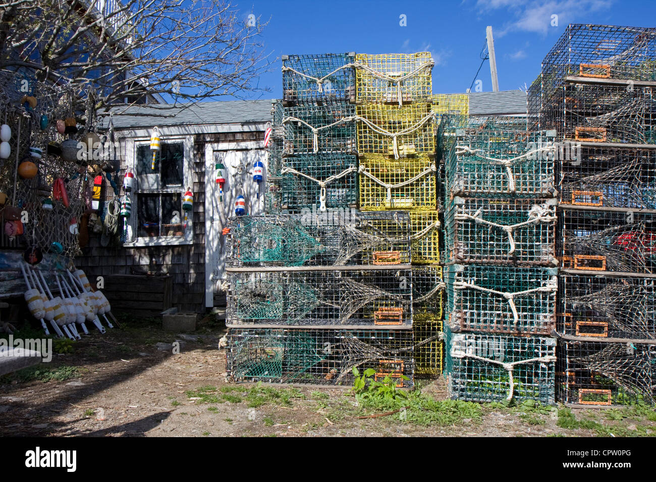 Lobster traps in fishing village of Rockport, Massachusetts Stock Photo