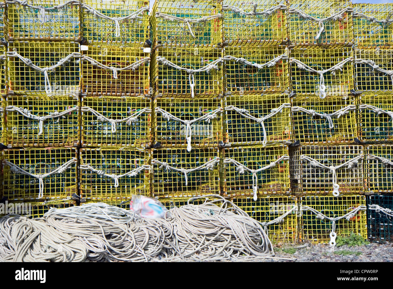 Lobster traps in fishing village of Rockport, Massachusetts Stock Photo