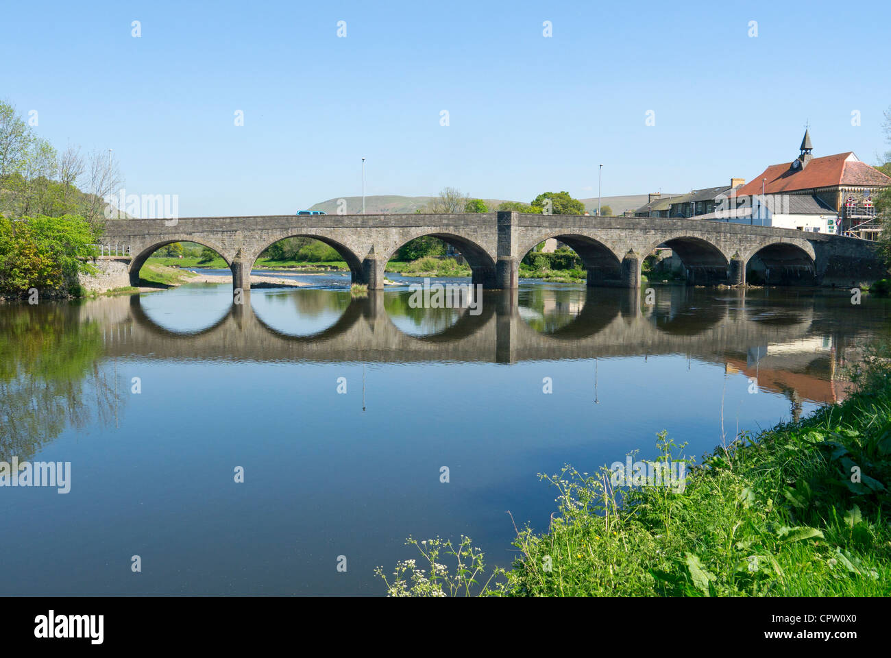 Builth bridge and the river wye in Builth Wells, Powys, mid Wales, UK Stock Photo