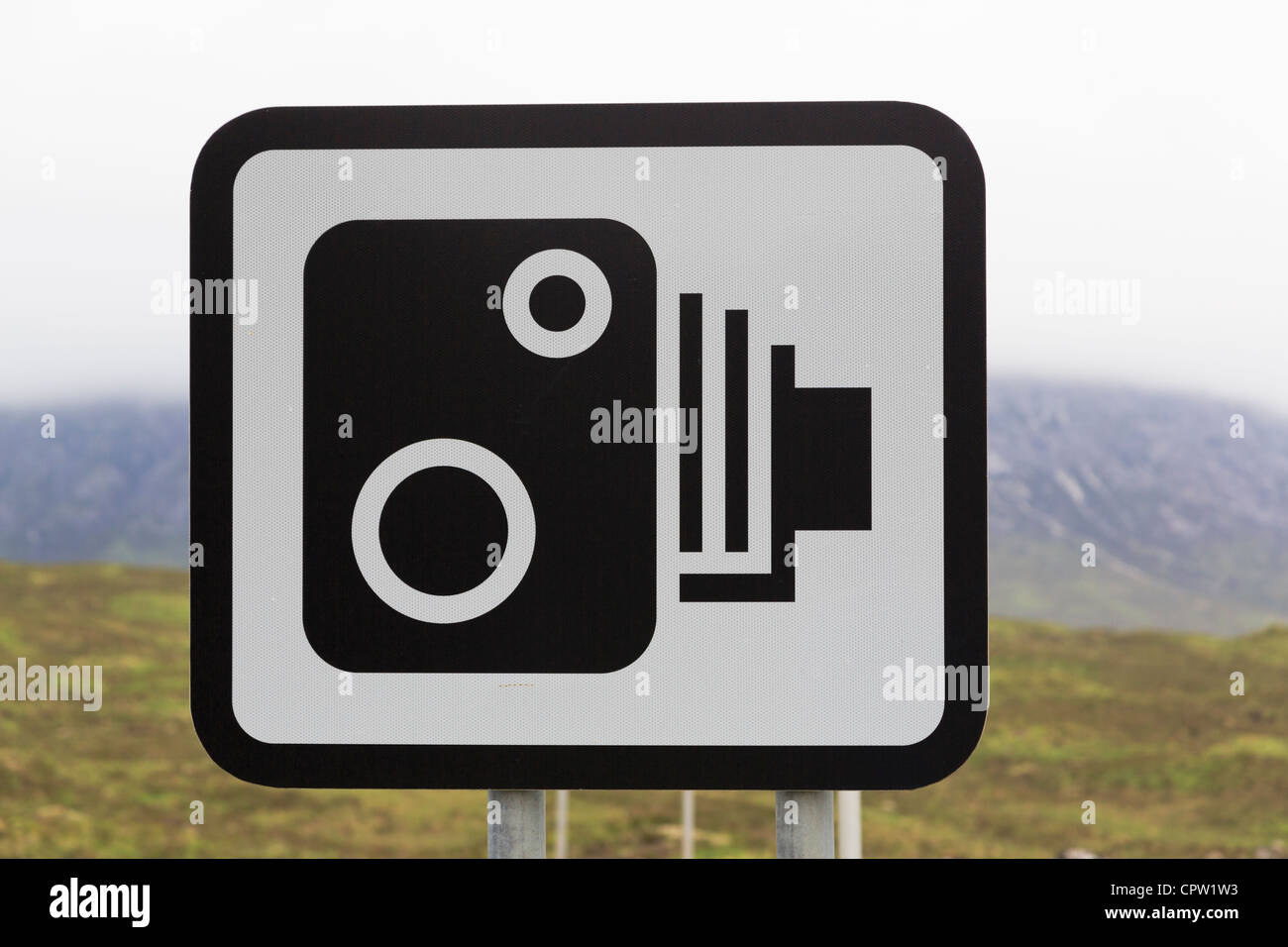 UK speed camera road sign Stock Photo