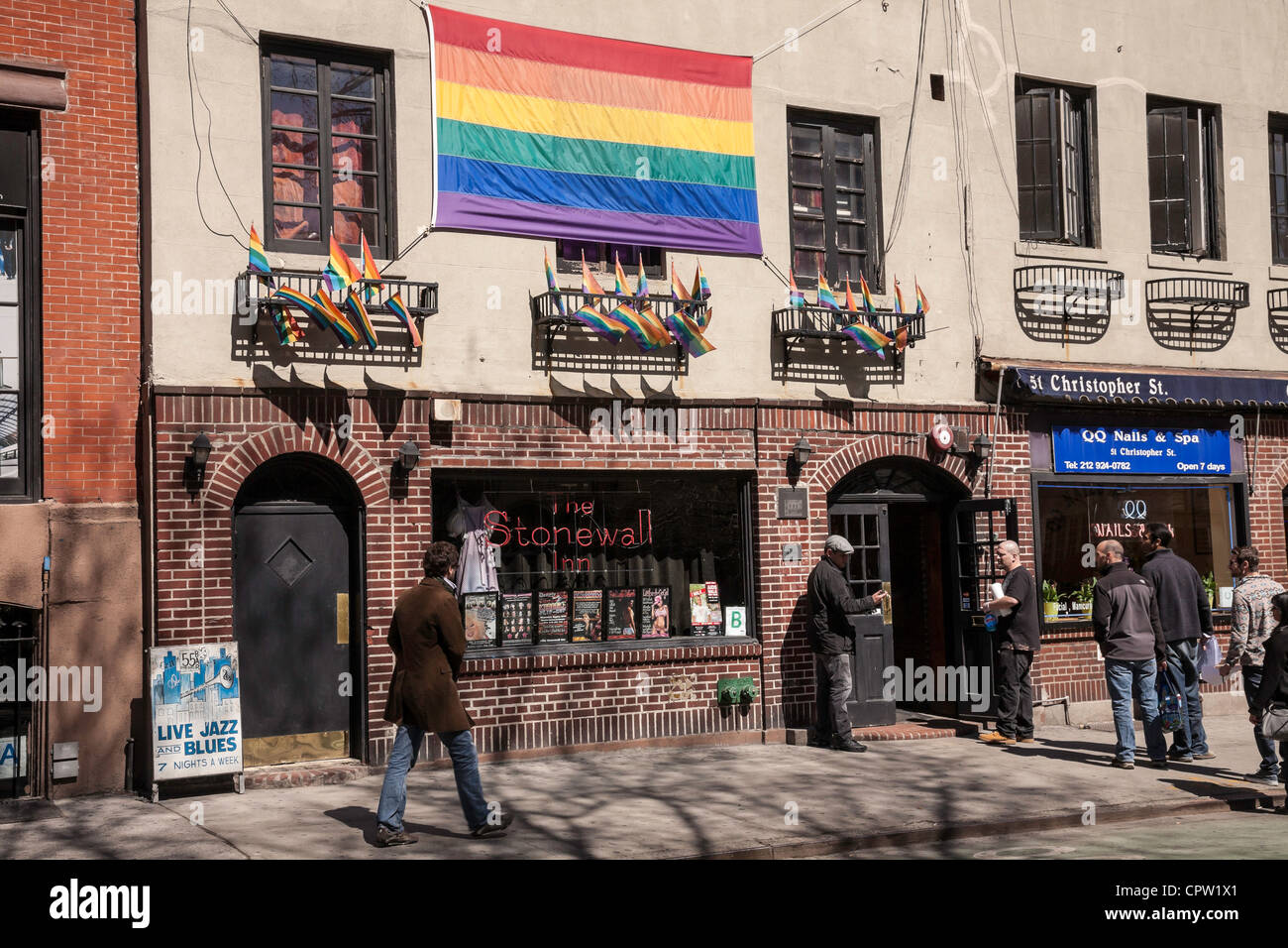 Stone Wall Inn on Christopher Street at Sheridan Square, West Greenwich Village, NYC Stock Photo