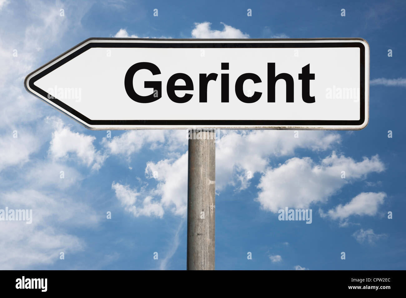 Detail photo of a signpost with the German inscription court of justice Stock Photo