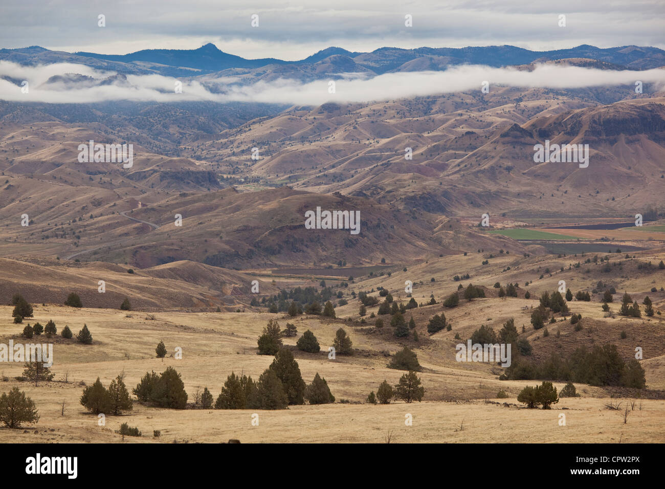Wasco County, OR: View of distant hills across the John Day river valley Stock Photo