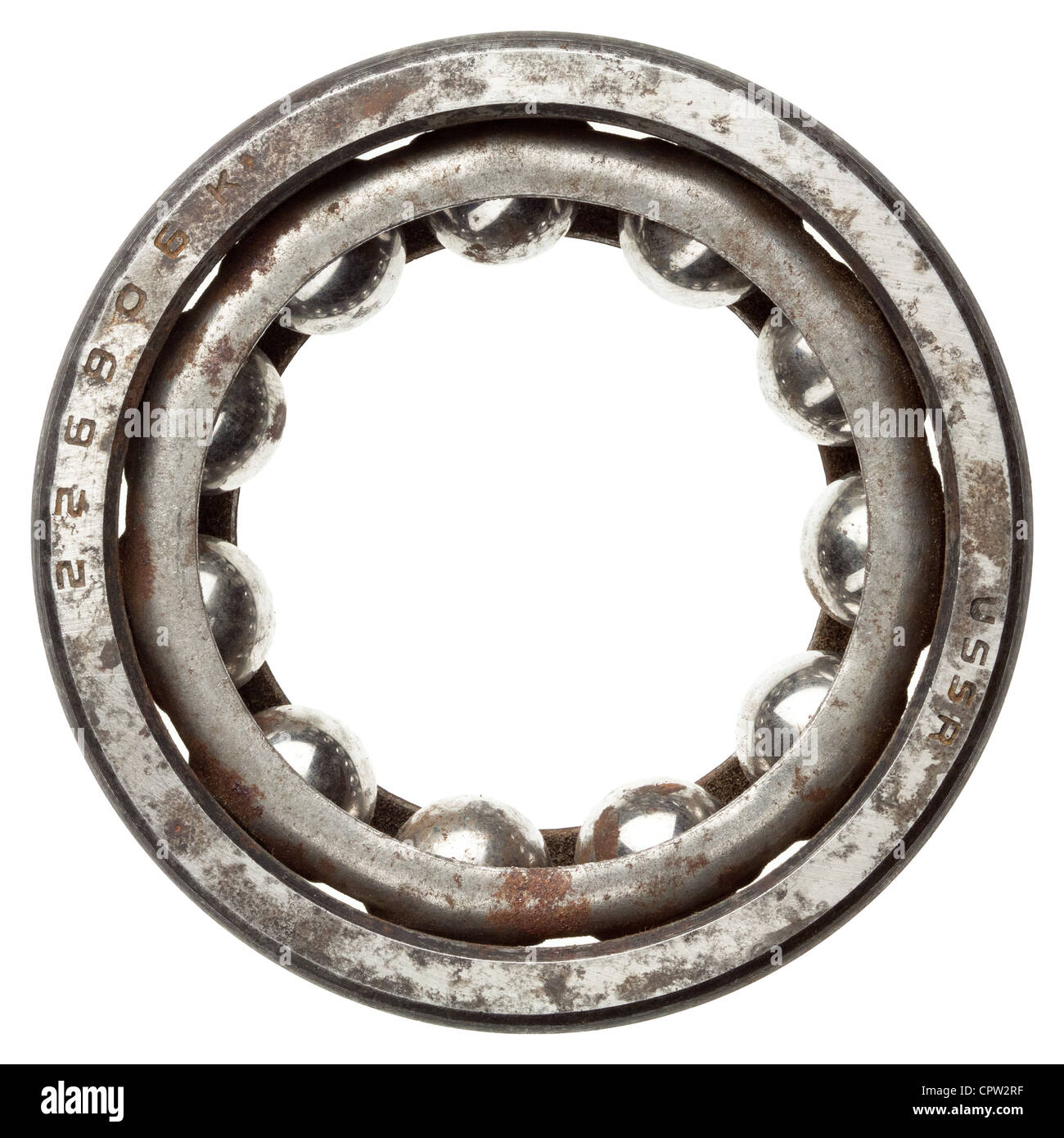 Used rusty metal ball bearing, isolated. Made in USSR Stock Photo Alamy