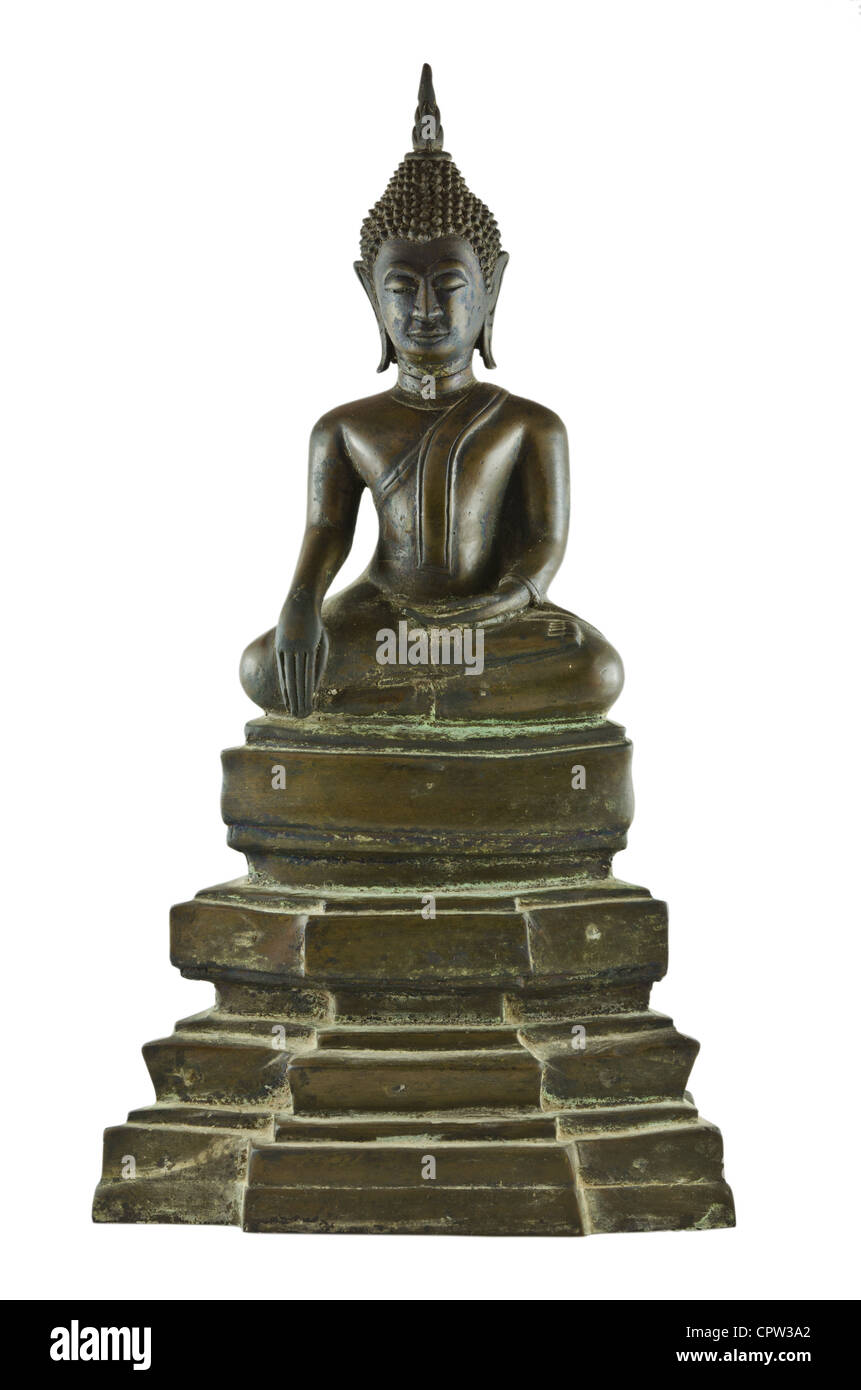 Very old brass buddha sculpture Stock Photo