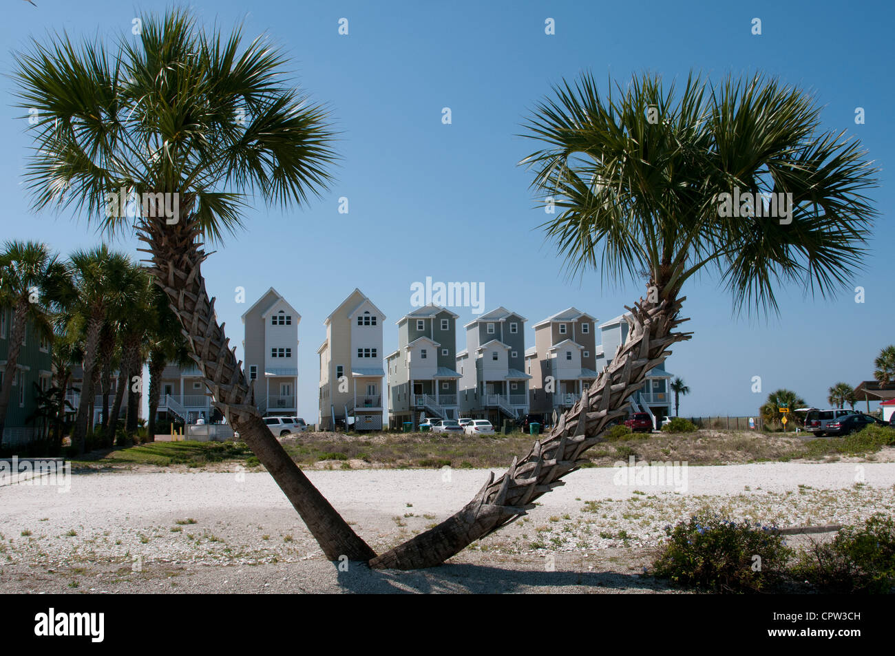 Seafront houses on St Island northwest Florida USA Stock Photo