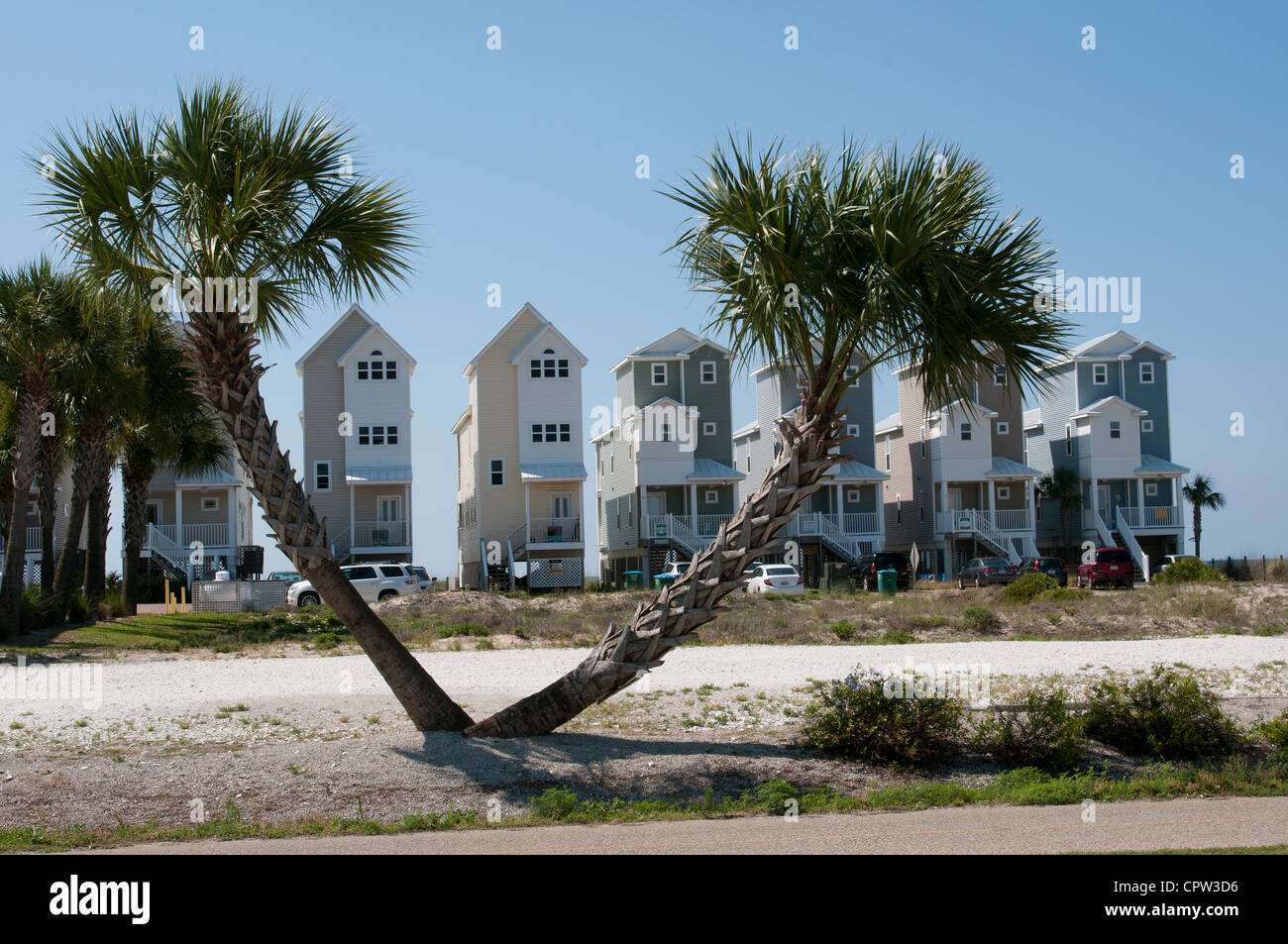Seafront houses on St Island northwest Florida USA Stock Photo