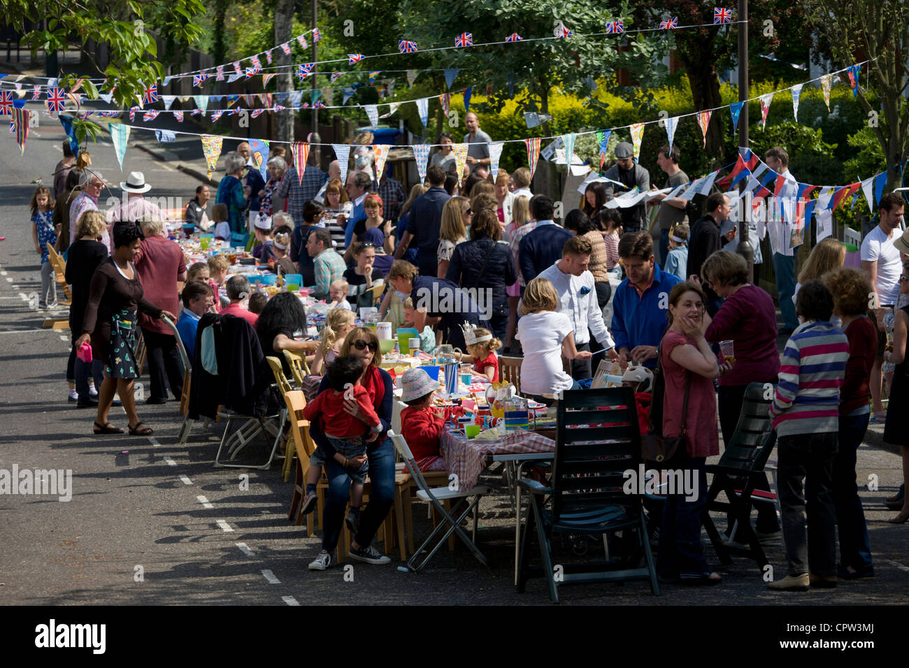 Community street party in Herne Hill, south London celebrating the Diamond Jubilee of Queen Elizabeth. Stock Photo