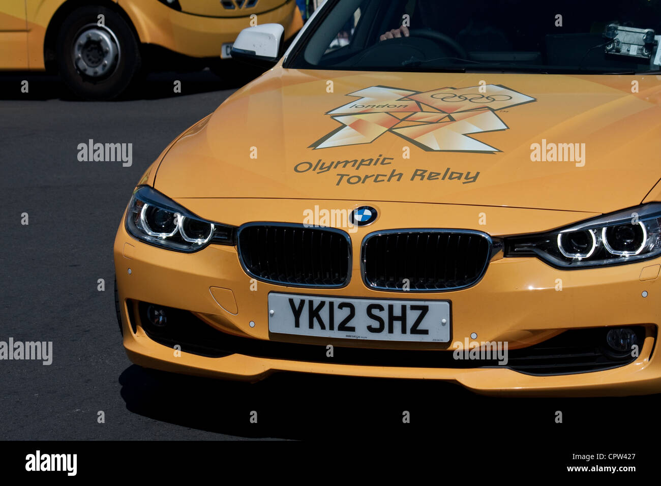 Olympic Torch Relay Car Stock Photo Alamy