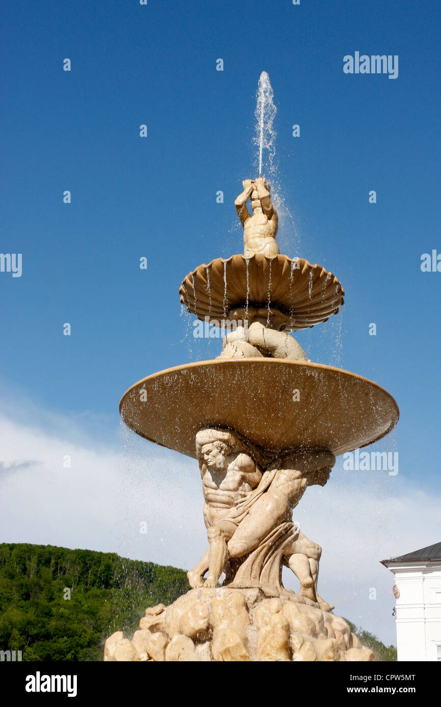 Residence Fountain in Residence Square,Salzberg,Saltzburg /Austria Stock Photo