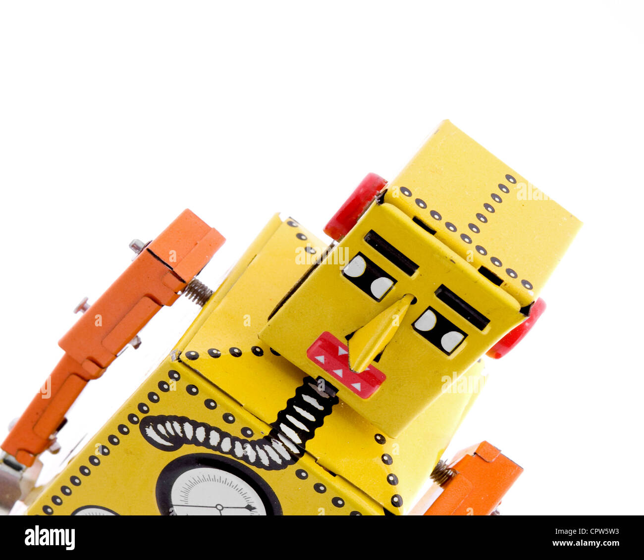 old yellow robot toy Stock Photo