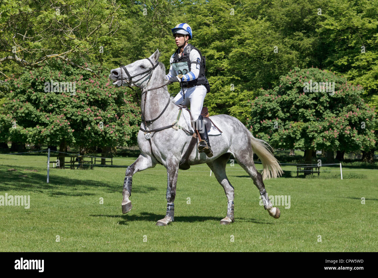 Dannie Morgan riding Revalation on the cross country course at the Houghton International Horse trials 2012 Stock Photo