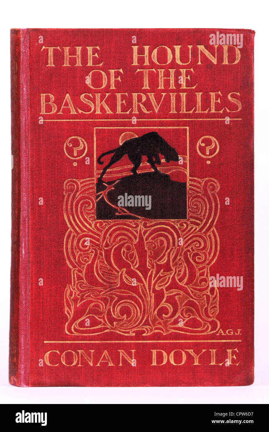 Hound of the Baskervilles book cover first edition Sherlock Holmes Arthur Conan Doyle published in 1902 Stock Photo