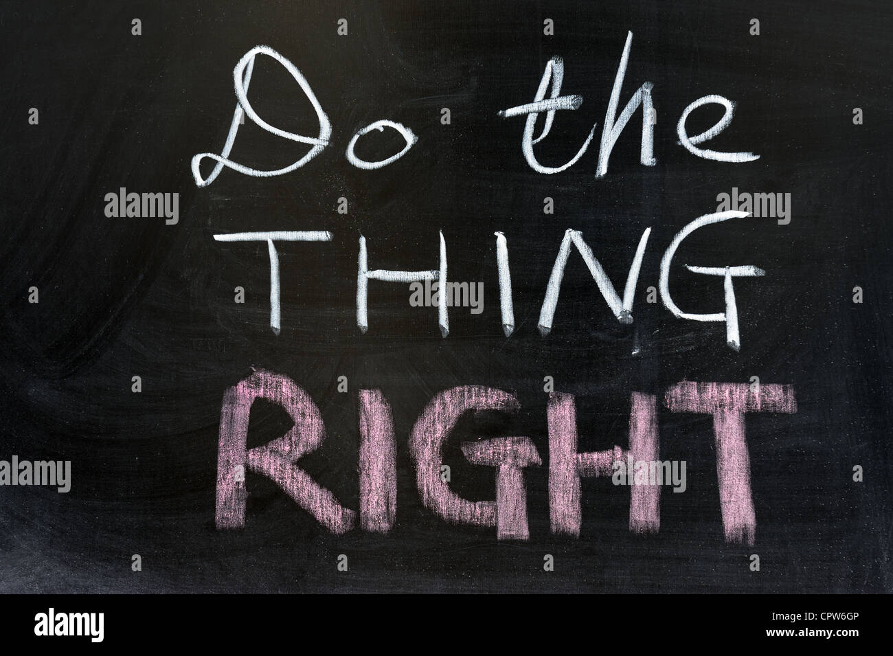 Chalk drawing - Do the thing right Stock Photo
