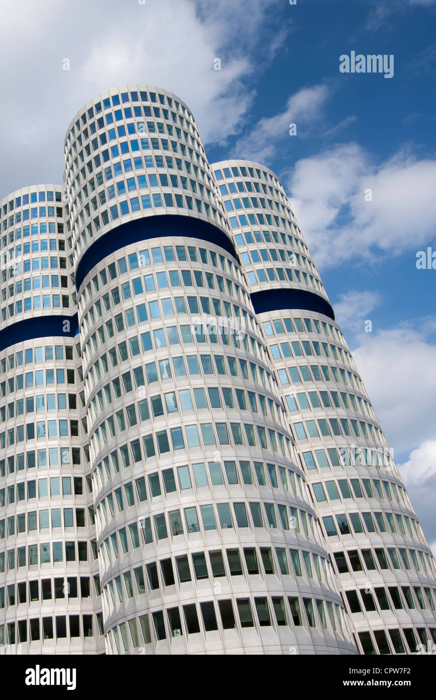 Modern architecture at the BMW Headquarters office blocks in Munich, Bavaria, Germany Stock Photo