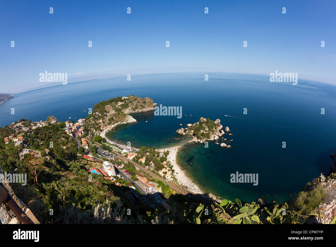 Isola bella, a small island near Taormina, Sicily Stock Photo
