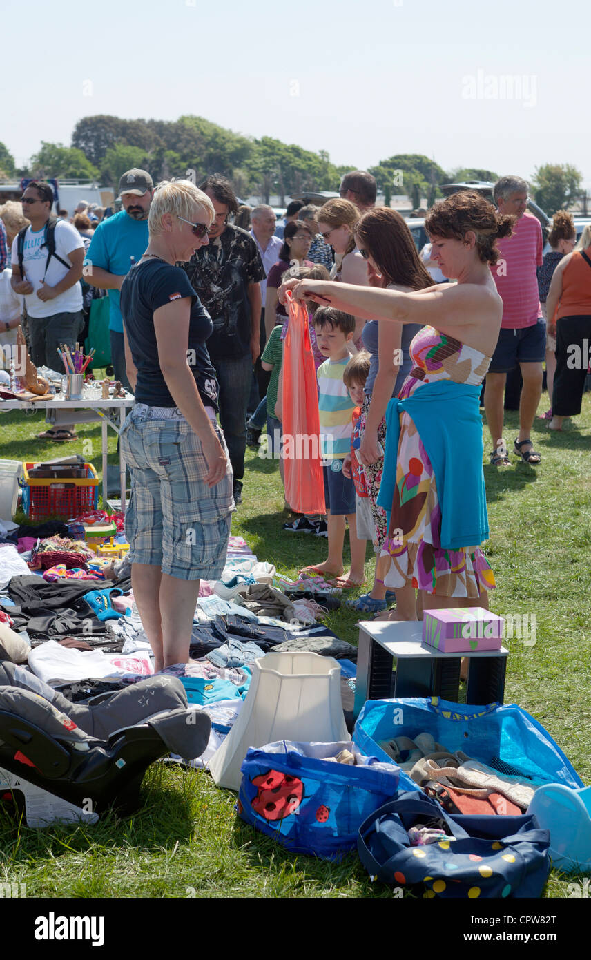 Shoppers at Car Boot Sale Sully Stock Photo - Alamy