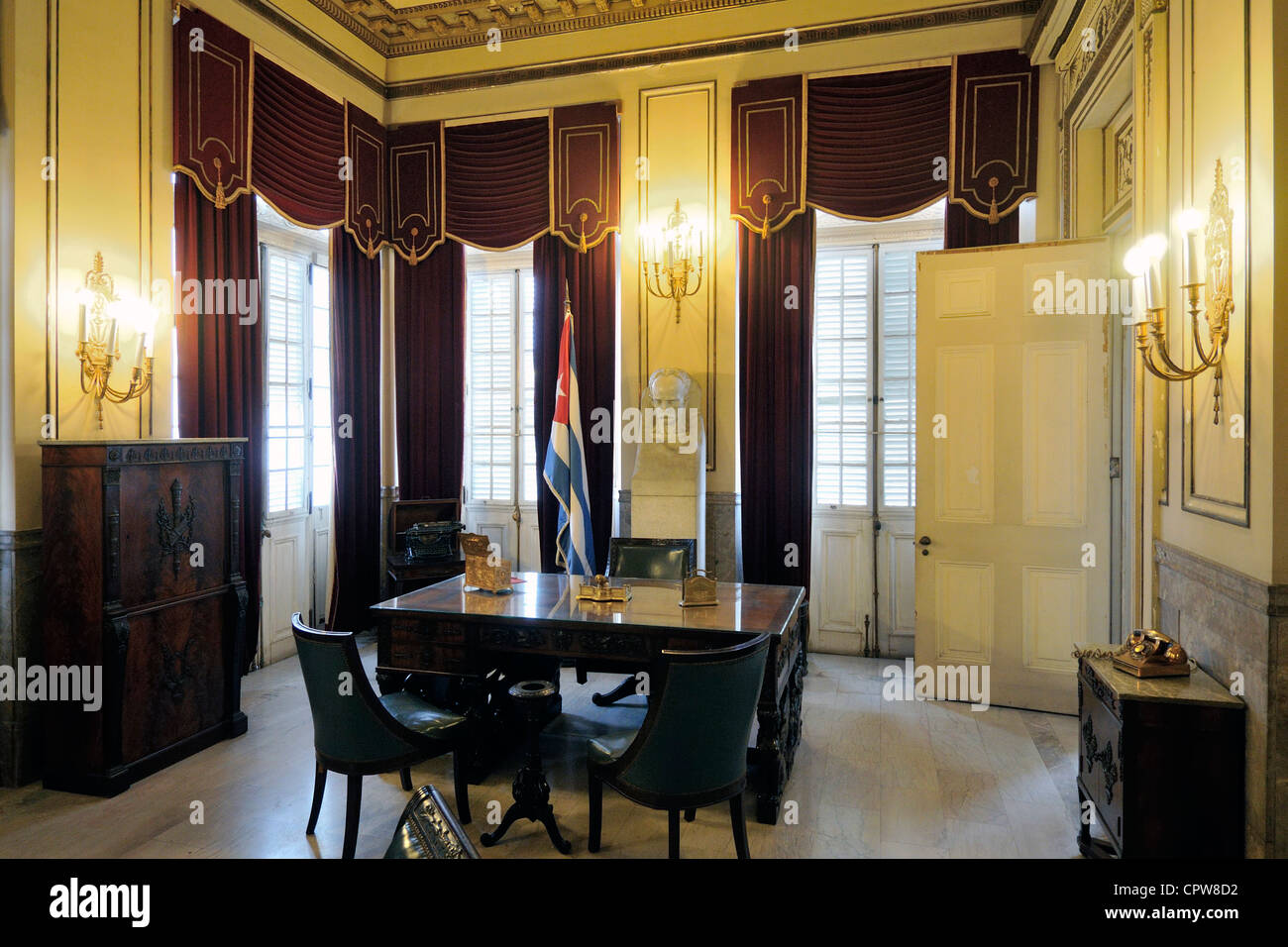 Havana. Cuba. Despacho Presidencial (President's Office), in the Museum of the Revolution / Museo de la Revolucion, Palacio Presidencial. Stock Photo