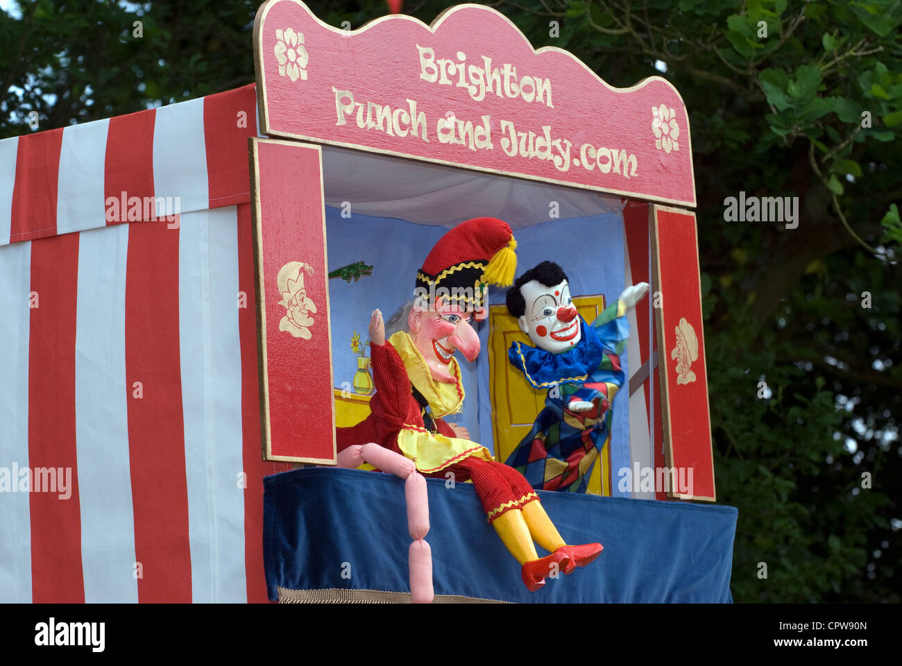Punch & Judy show in progress at Dockenfield fete & Diamond Jubilee