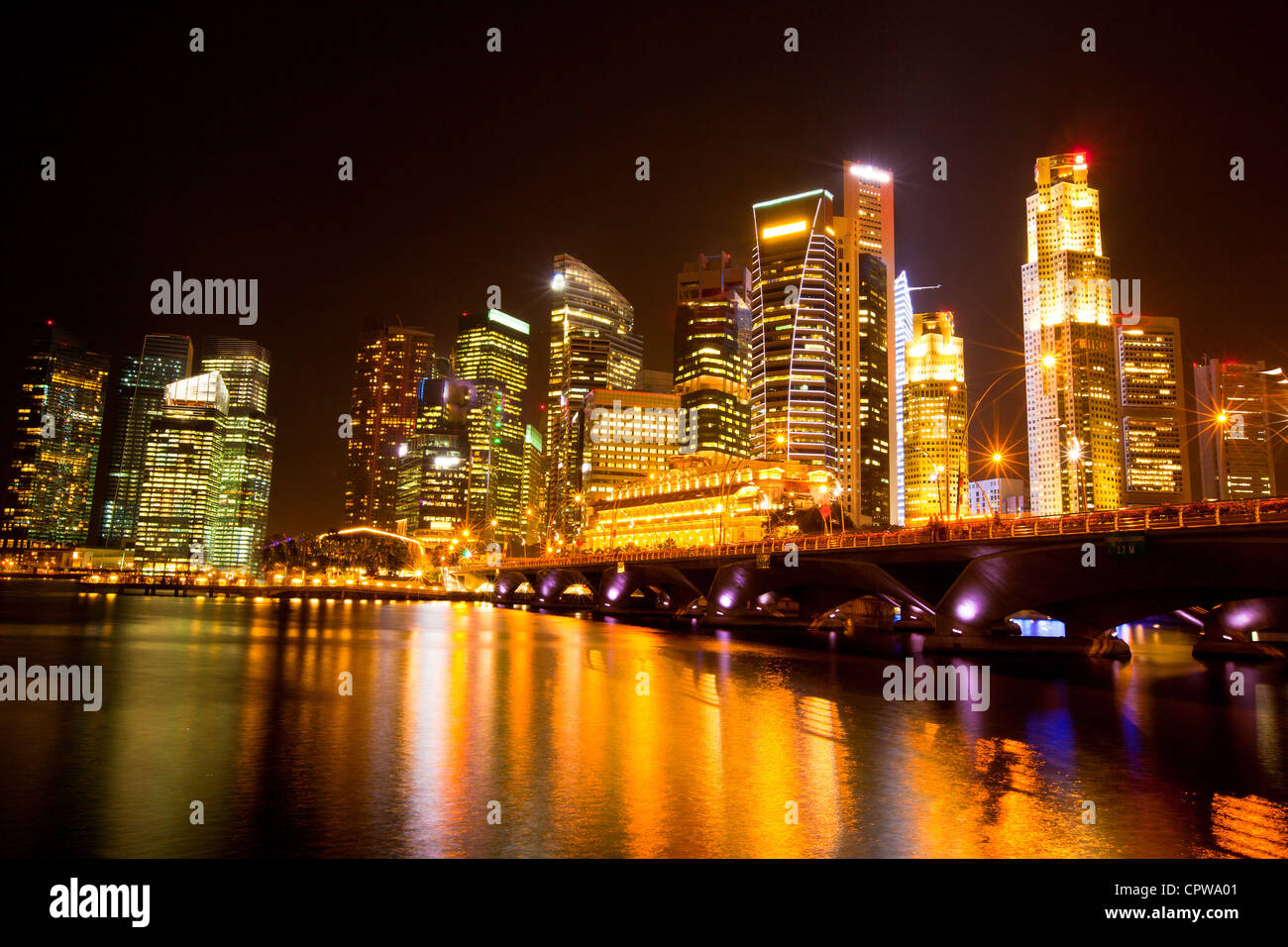 Singapore city skyline at night. Stock Photo