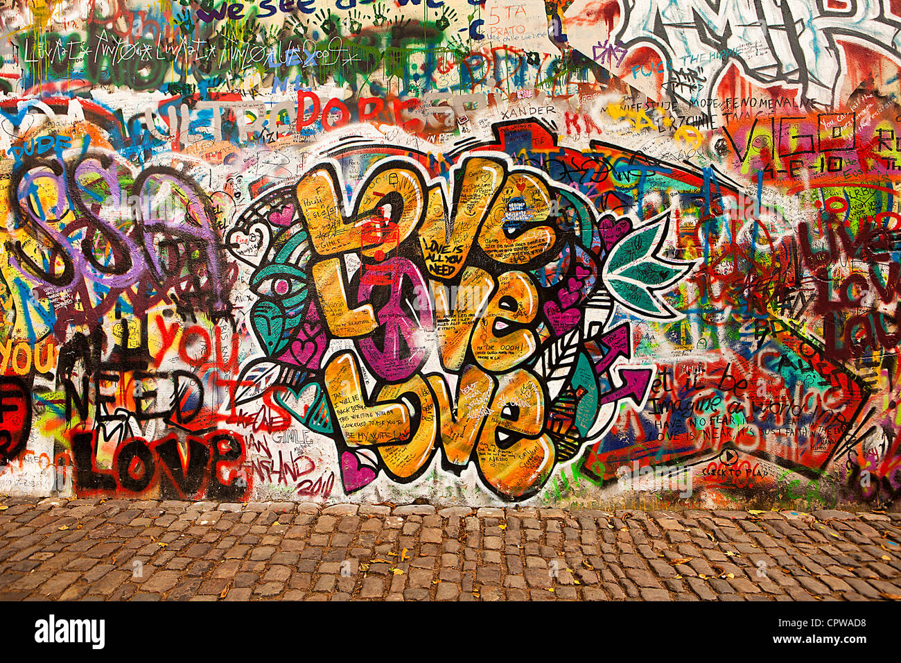 Love On The Lennon Wall Stock Photo