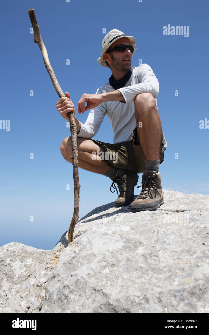 Spain, man in the mountain Stock Photo