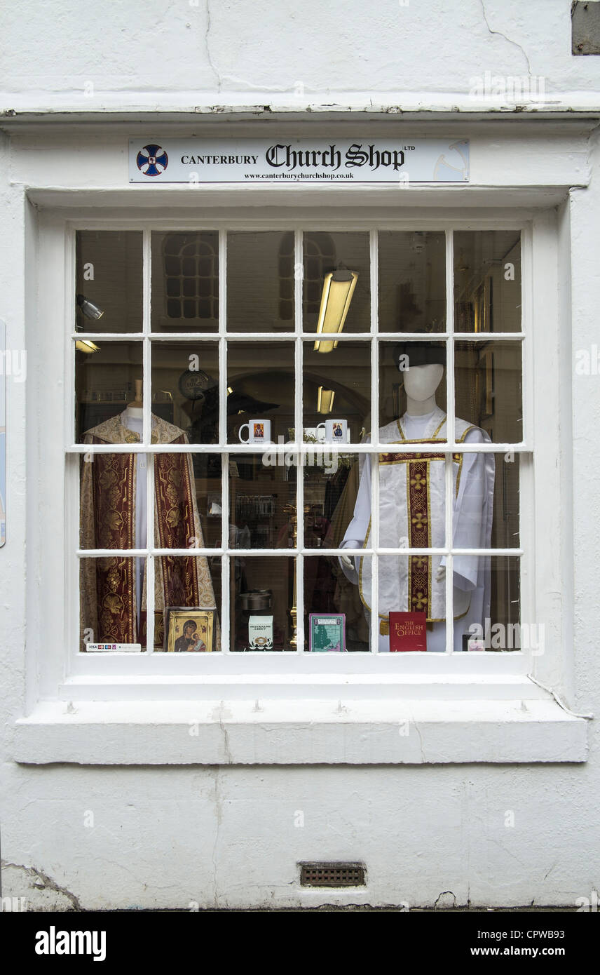Canterbury Church Shop with Vestments on Display Stock Photo Alamy