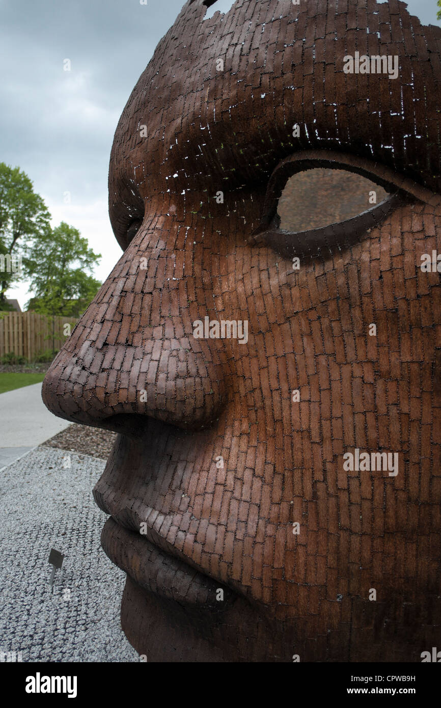 Sculpture 'The Mask' by Paul Kirby, Marlowe Theatre, Canterbury, Kent, UK. Stock Photo