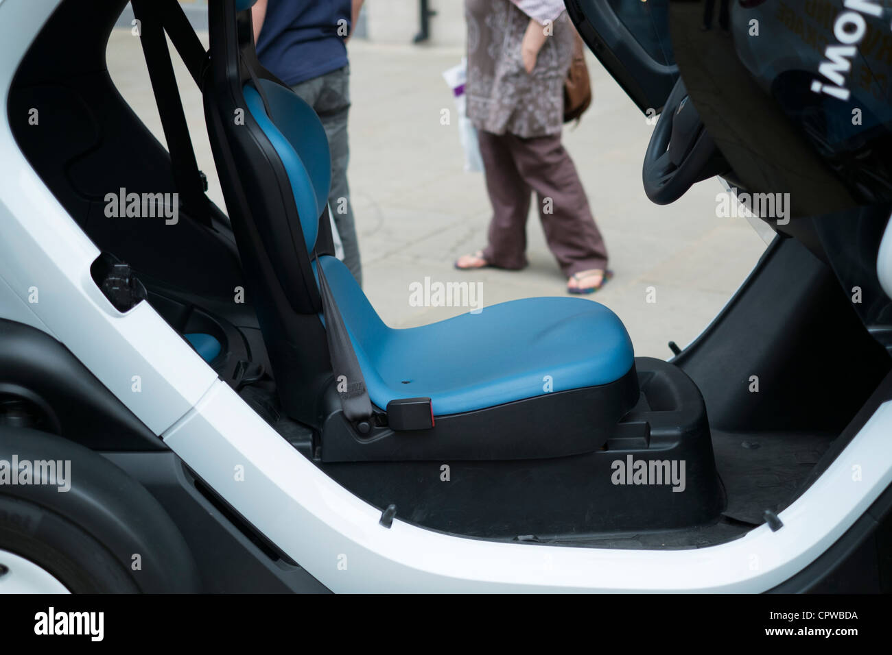 A Renault Twizy Electric Car Showing the Drivers Seat. Stock Photo