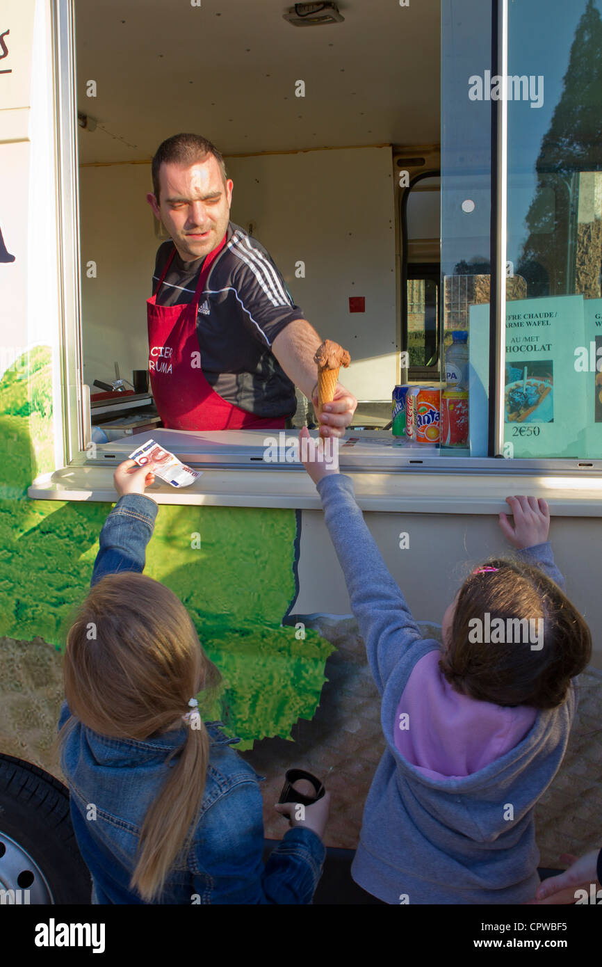 children buying ice cream Stock Photo