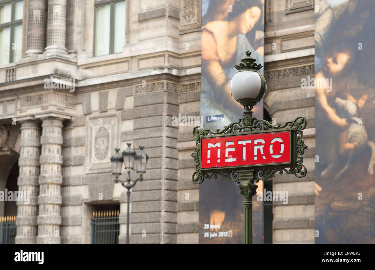 Paris, France - Metro sign Louvre-Rivoli Stock Photo