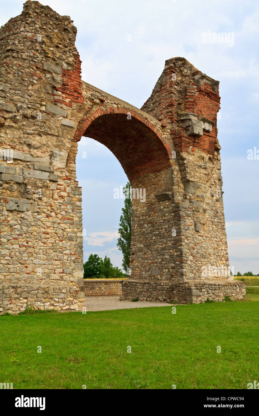 Roman arch gate in Carnuntum, Austria Stock Photo