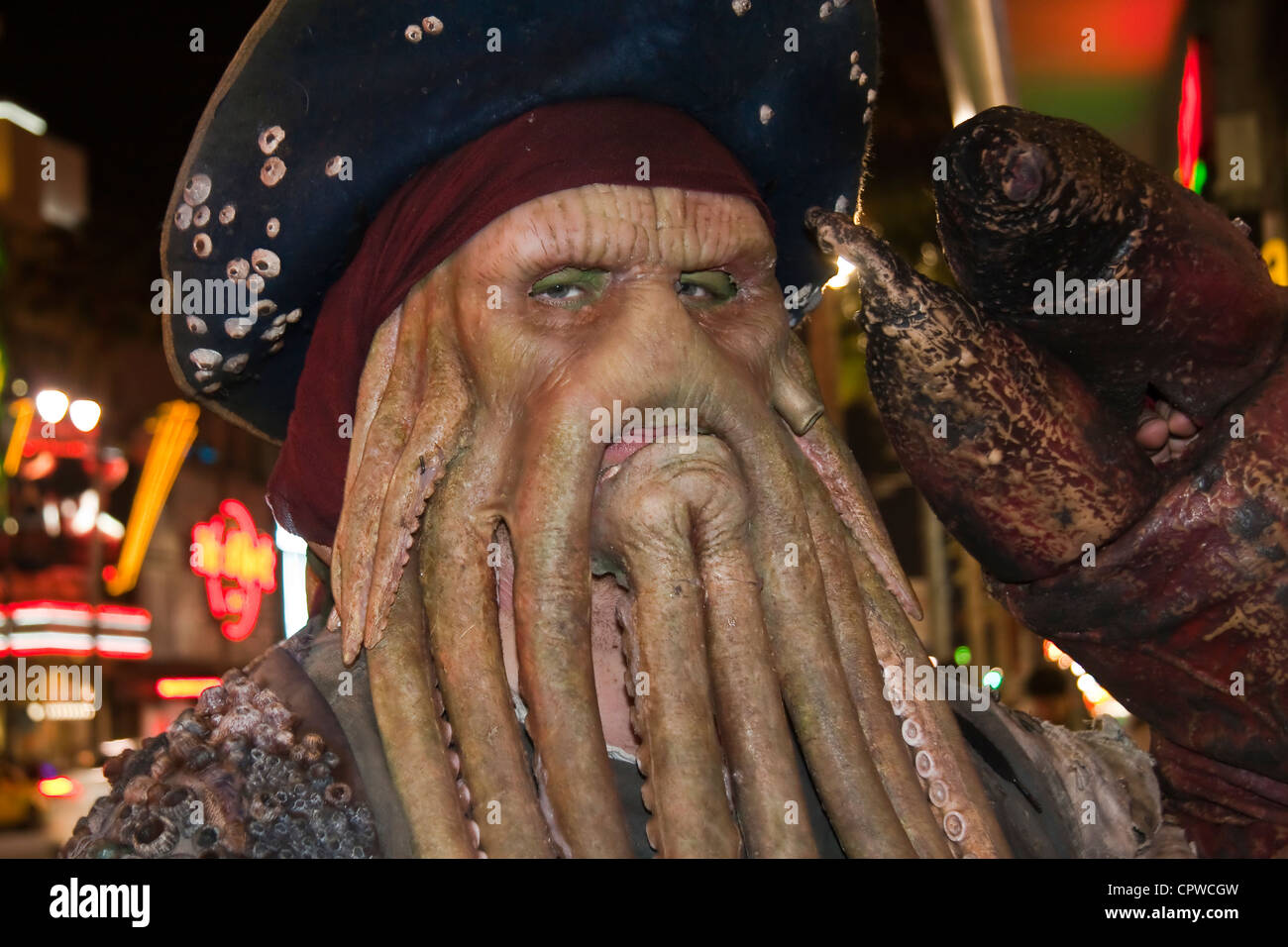 Davey Jones movie character impersonator from Pirates of the Caribbean Stock Photo