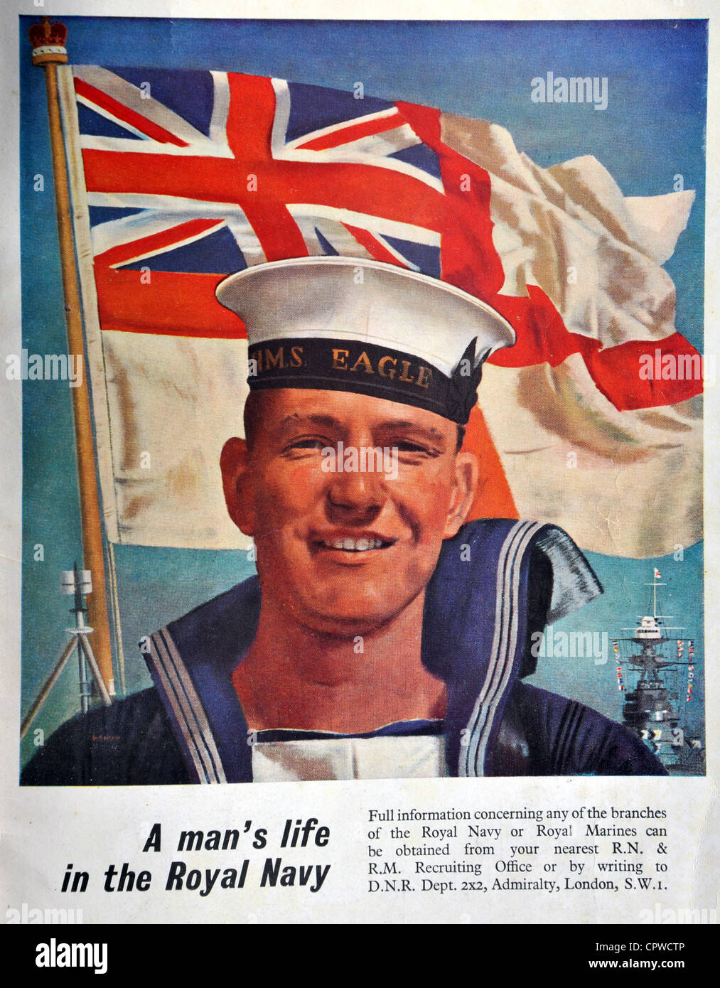 Royal Navy recruitment advert from 1953. Britain. Stock Photo