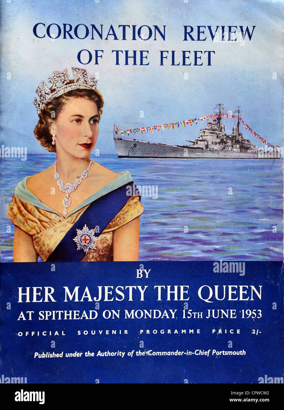 Coronation Naval Fleet Review programme at Spithead near Portsmouth for Queen Elizabeth II from 1953. Britain. Stock Photo