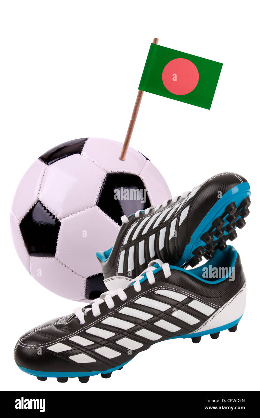 Pair of cleats or football boots with a small flag of Bangladesh Stock Photo Alamy