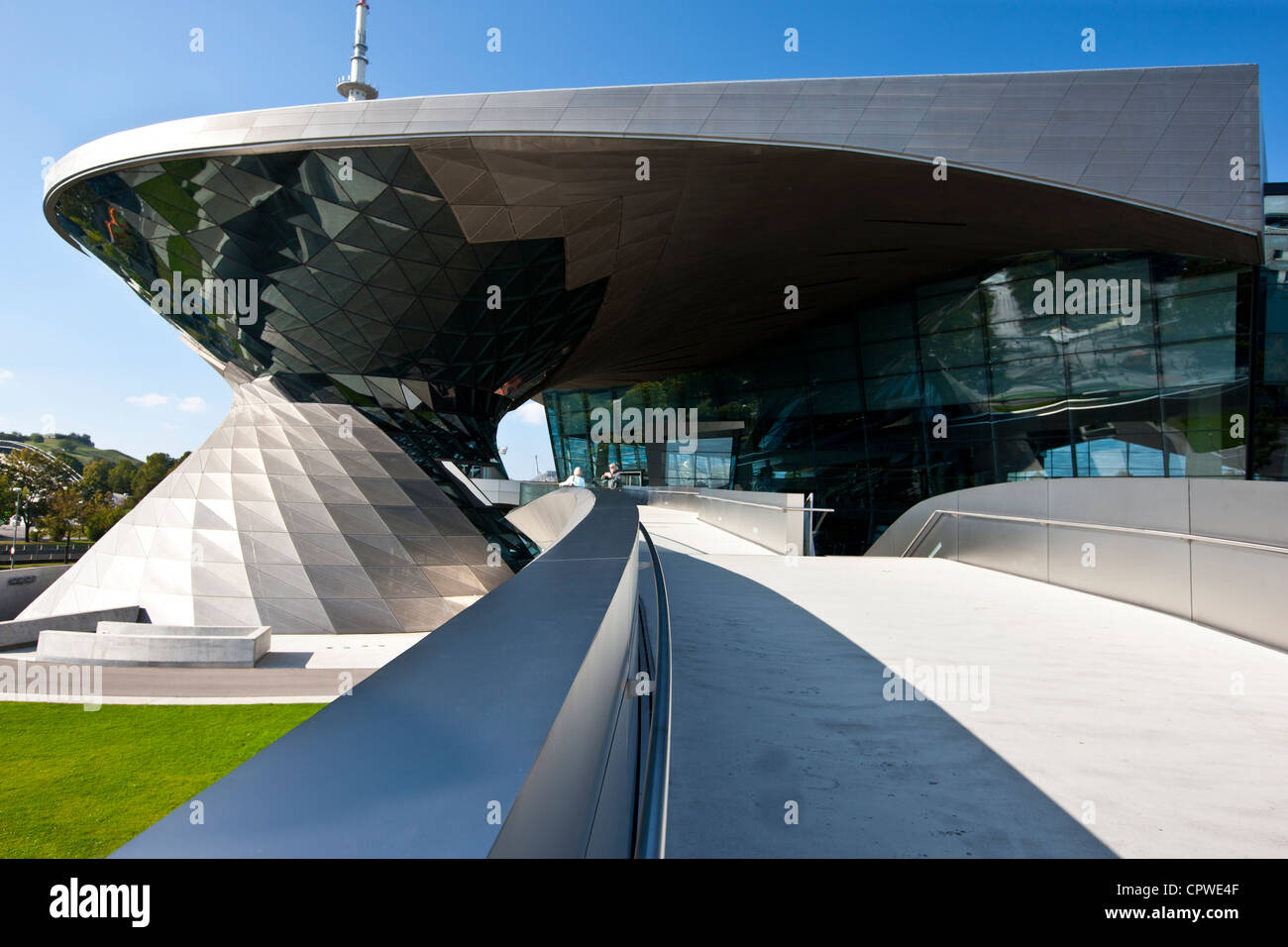 Modern architecture at the BMW Showroom, Customer Collection, Factory and Headquarters in Munich, Bavaria, Germany Stock Photo