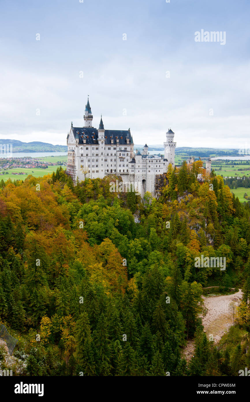 Schloss Neuschwanstein castle, 19th Century Romanesque revival palace of Ludwig II of Bavaria in the Bavarian Alps, Germany Stock Photo