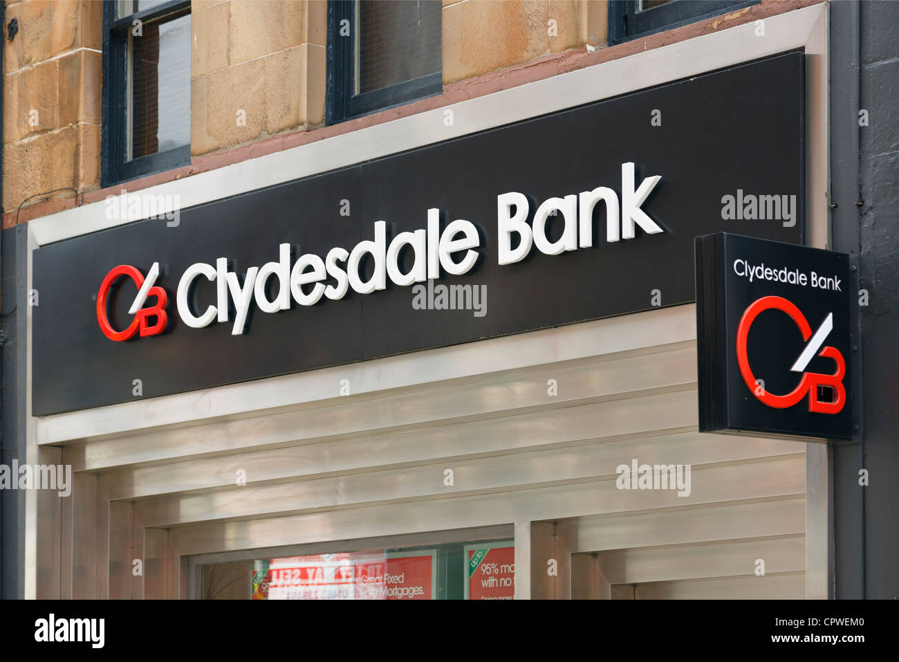 Clydesdale Bank sign and symbol above the high street branch. Scotland, UK, Britain Stock Photo
