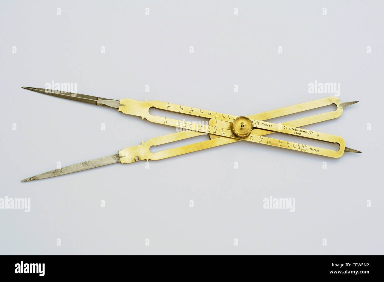 Brass proportional dividers Stock Photo Alamy