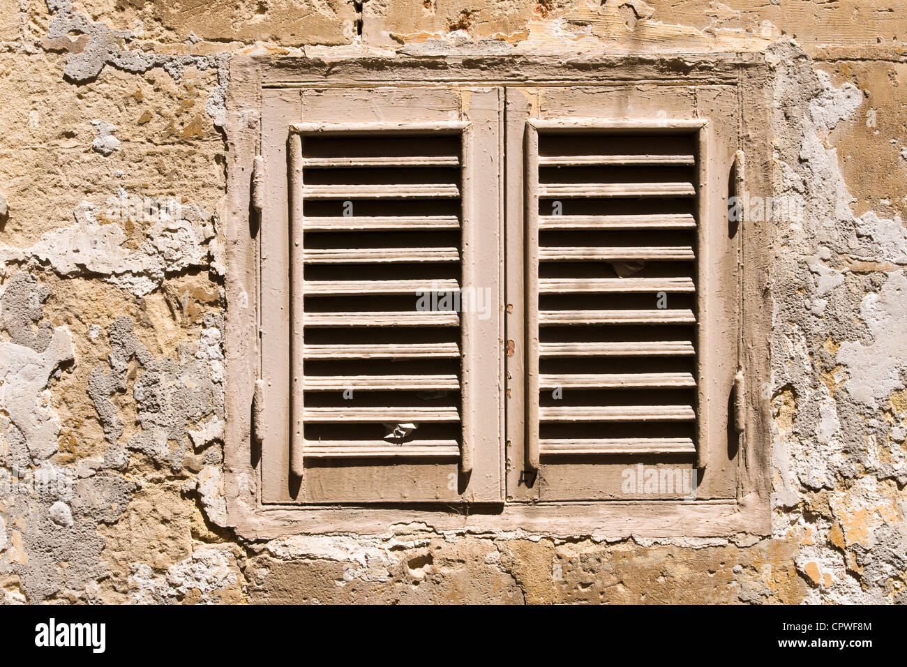 Window blinds, Senglea, Malta. Stock Photo