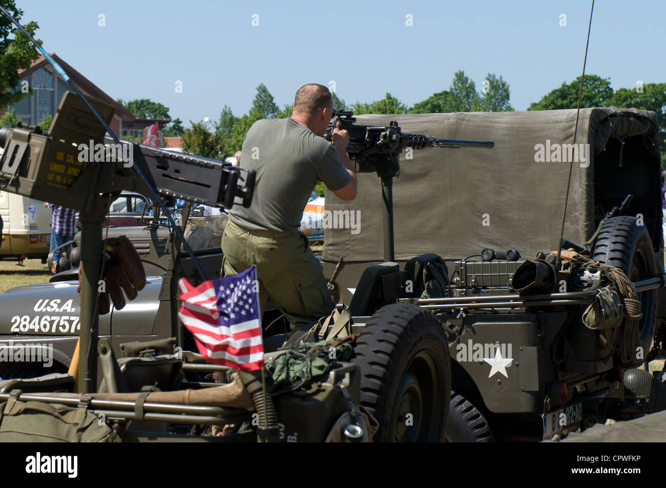Gunner Car Willys M38A1 US Army Jeep Stock Photo