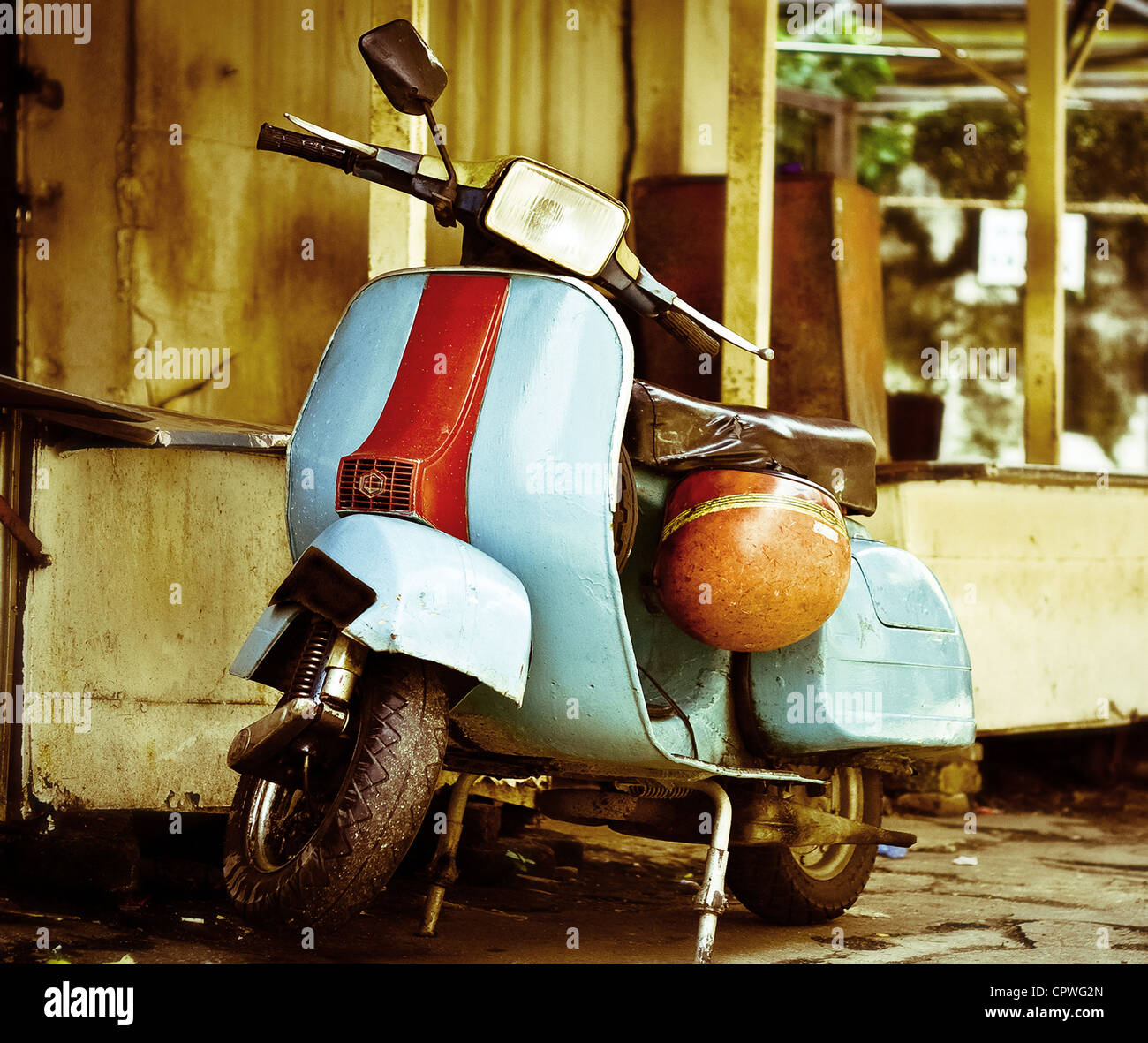 old vespa moped in china town KL malasia Stock Photo