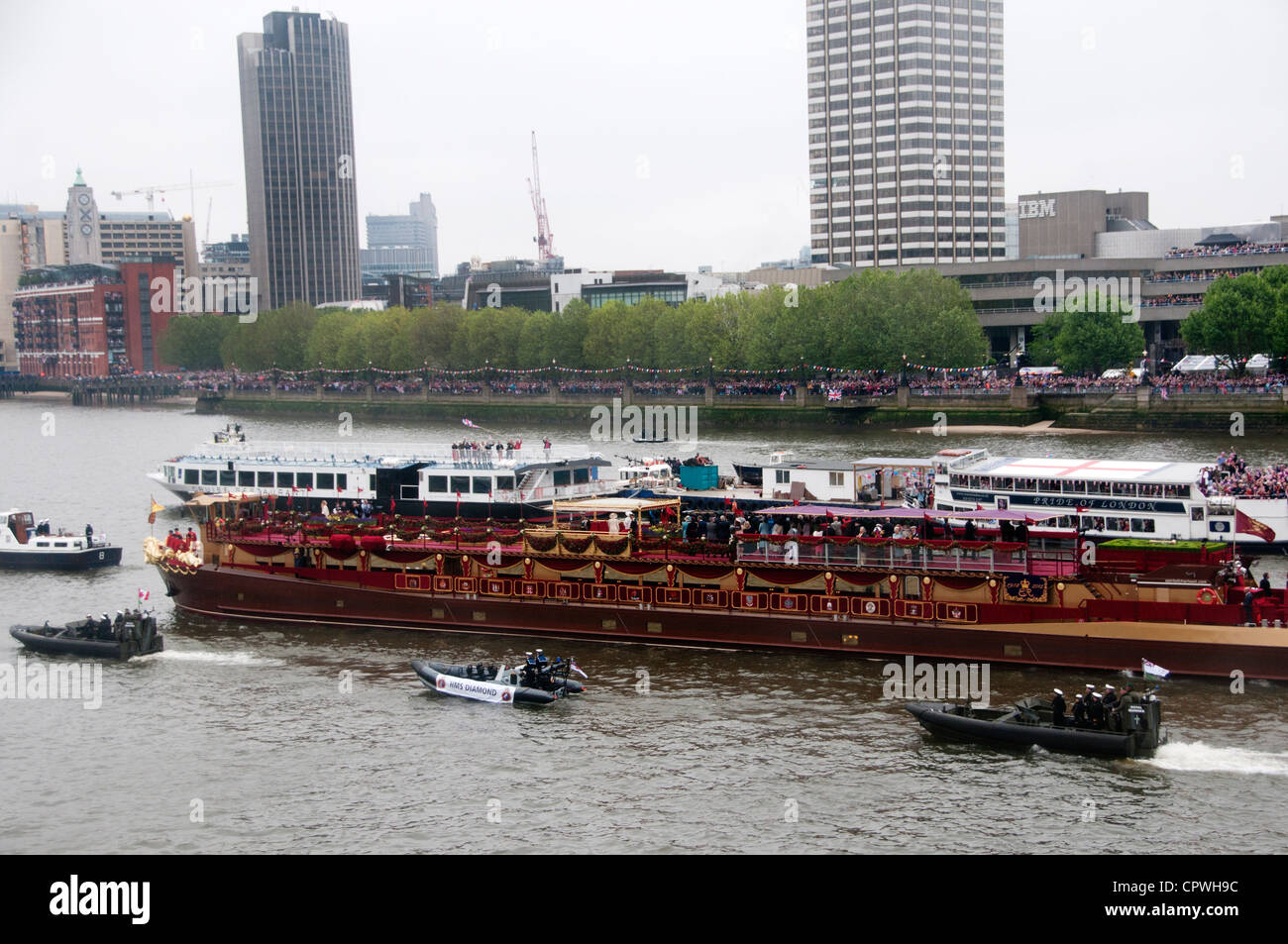 Queen Elizabeth Diamond Jubilee celebrations. The river Thames flotilla