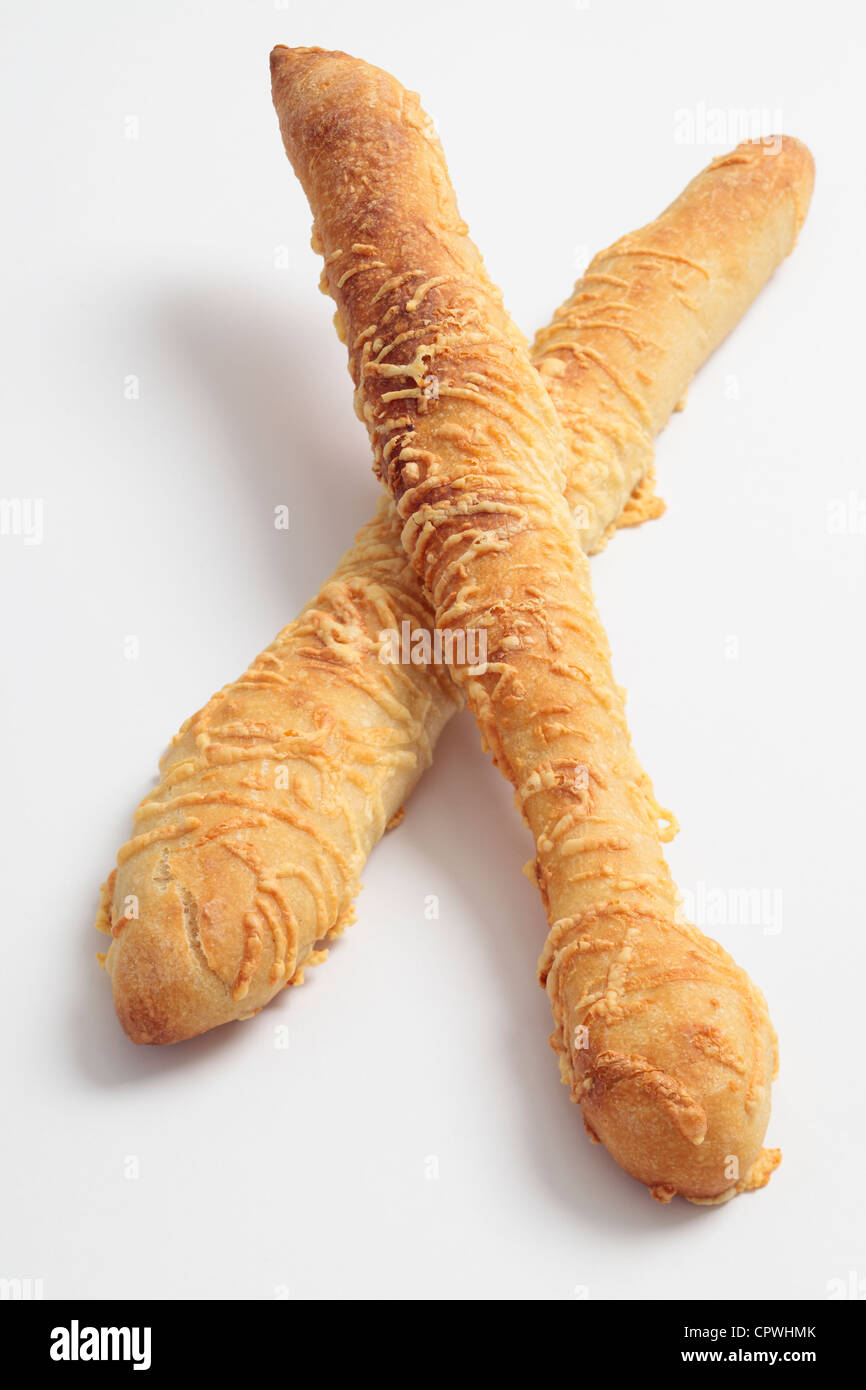 Ficelle Baguette - French Stick with Cheese Crust Stock Photo