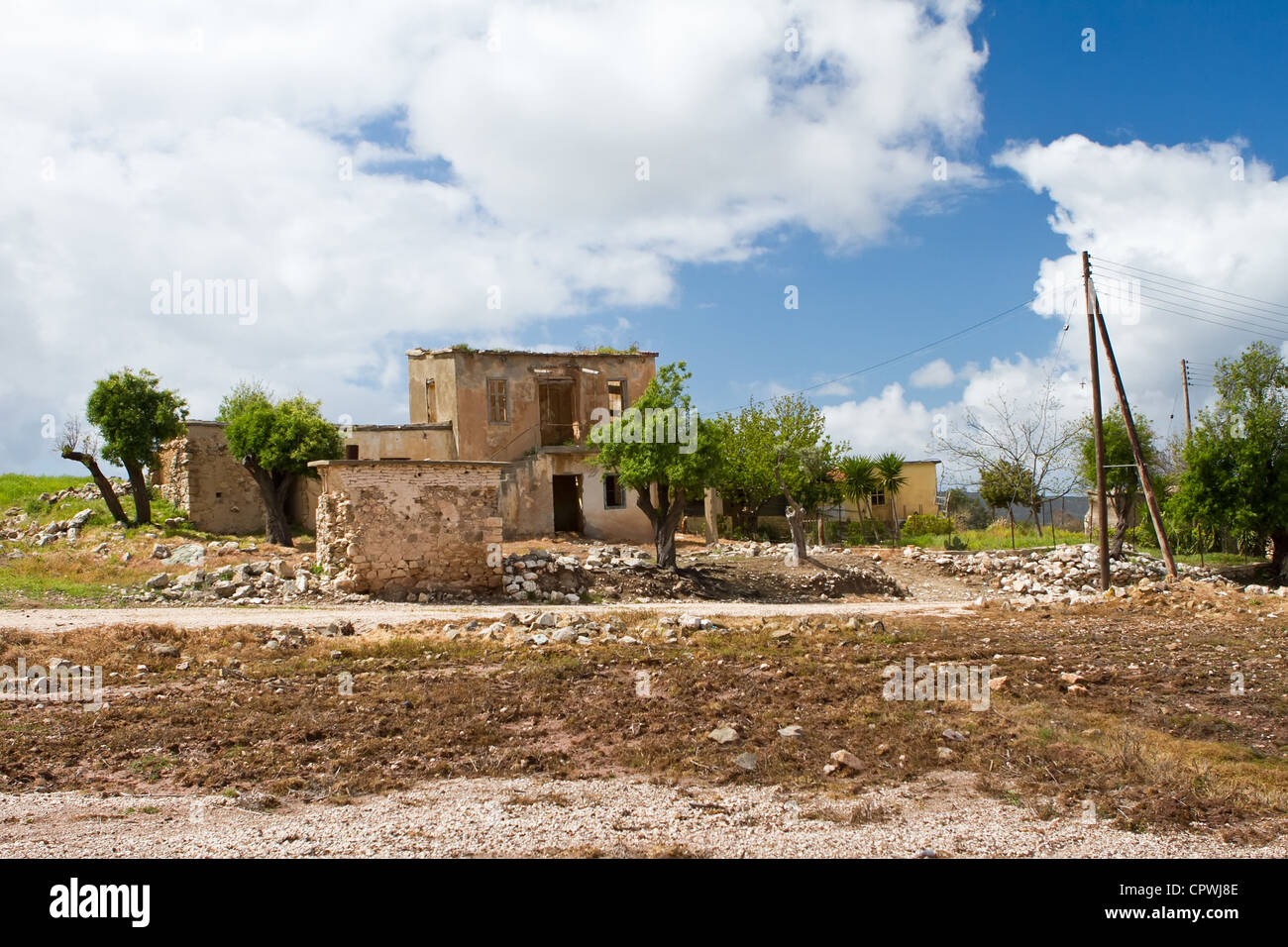 a border town building deserted in cyprus Stock Photo - Alamy