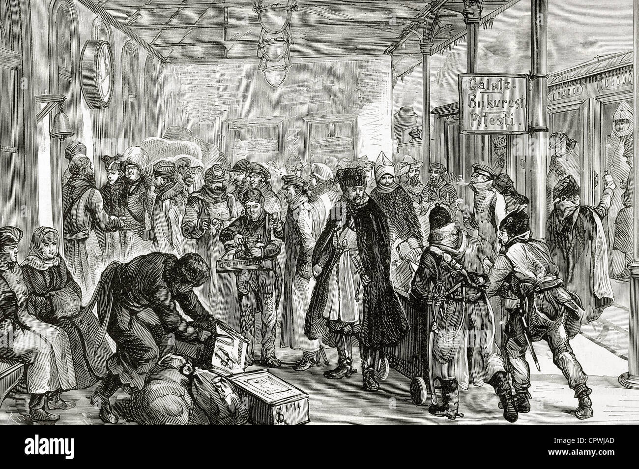 1878 Istanbul TURKEY antique print Turkish Refugees Russo-Turkish War