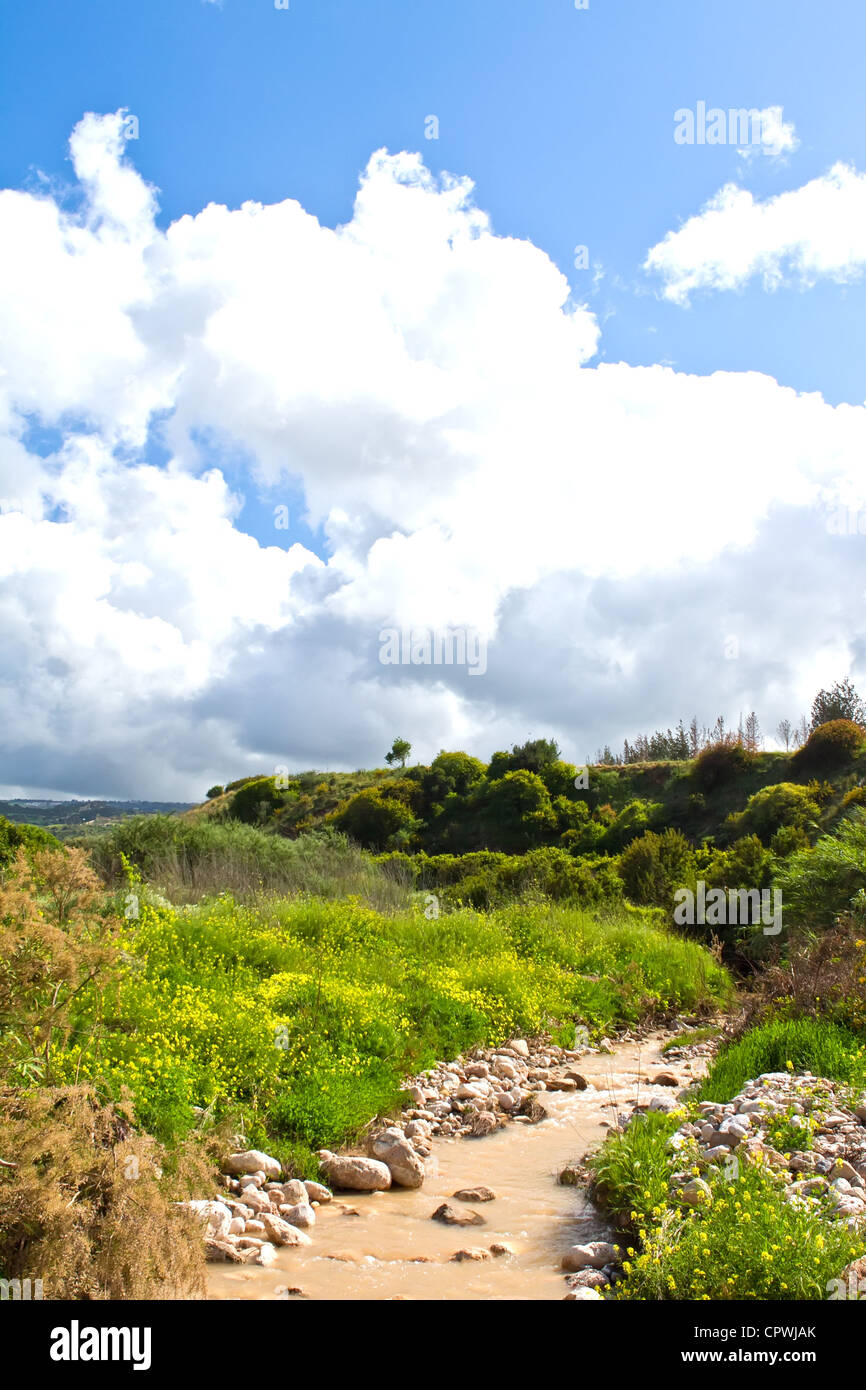 stream down to latchi beach, polis, cyprus Stock Photo