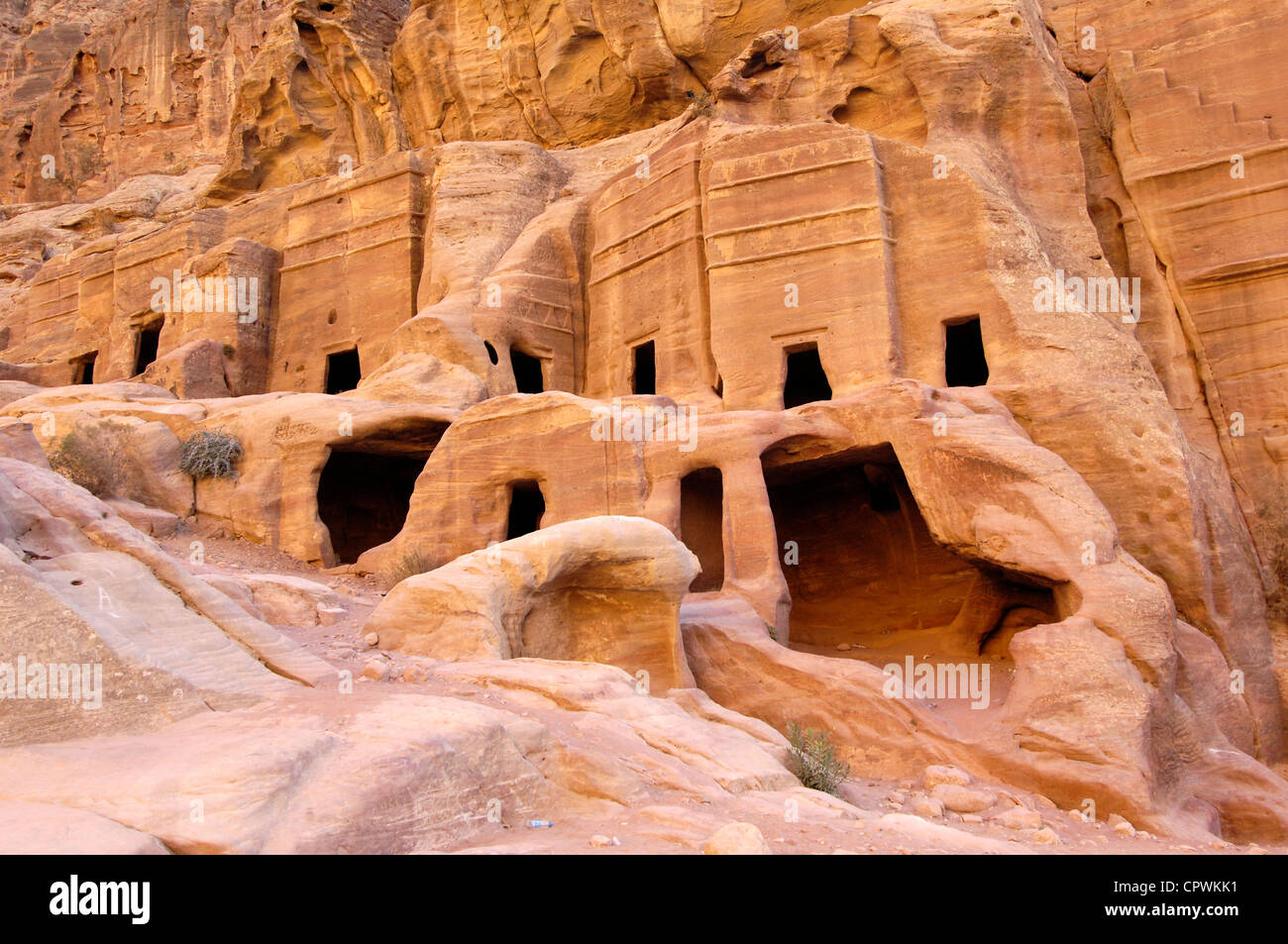 Asia Jordan Petra rock tombs and caves Stock Photo - Alamy